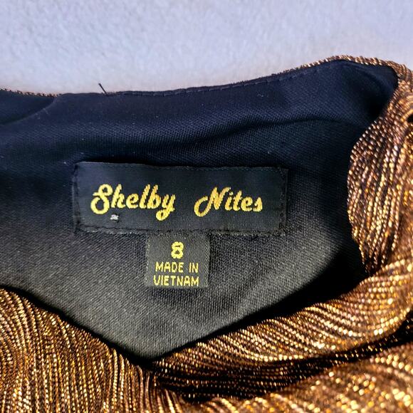 Shelby Nites Womens Evening Midi Dress 8 Metallic Retro 80s 90s Y2K Grandma Mom - Picture 5 of 8